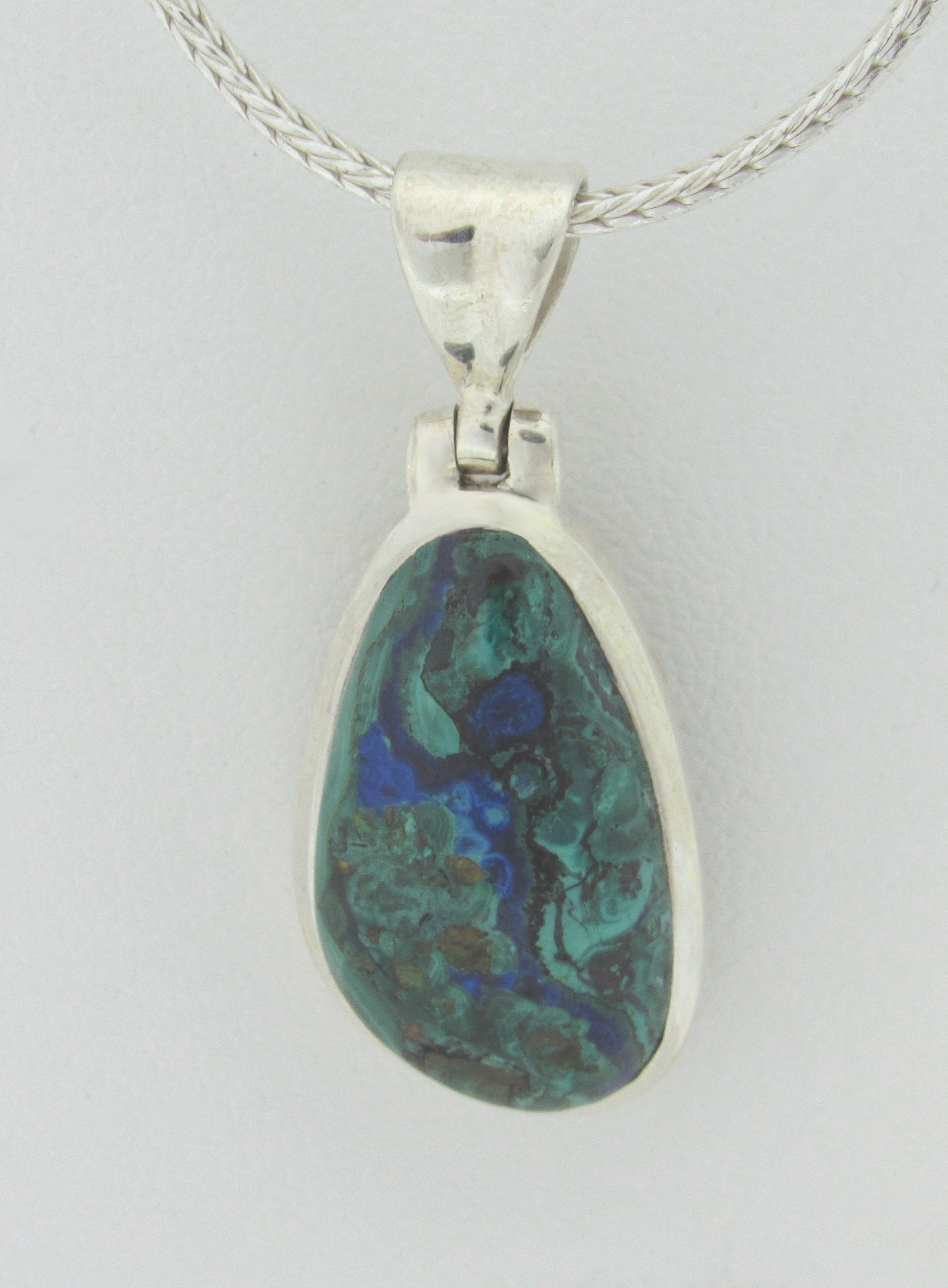 Sterling Silver Azurite/Malachite Pendant w/ 20” Chain - J. Thomson Custom  Jewelers
