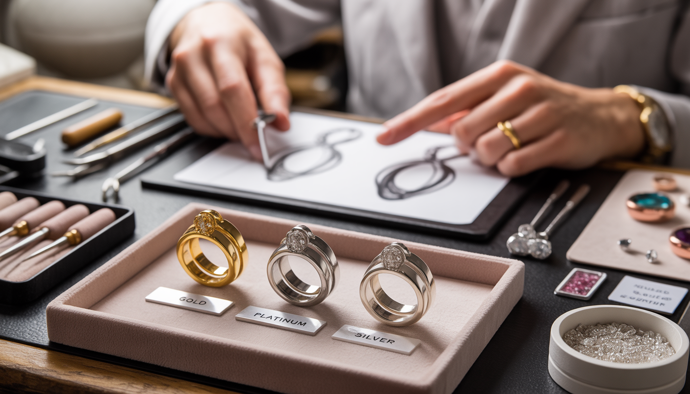 Ideogram V3.0 A Refined Jewelry Design Studio Where A Jeweler Helps A Customer Choose Between 3